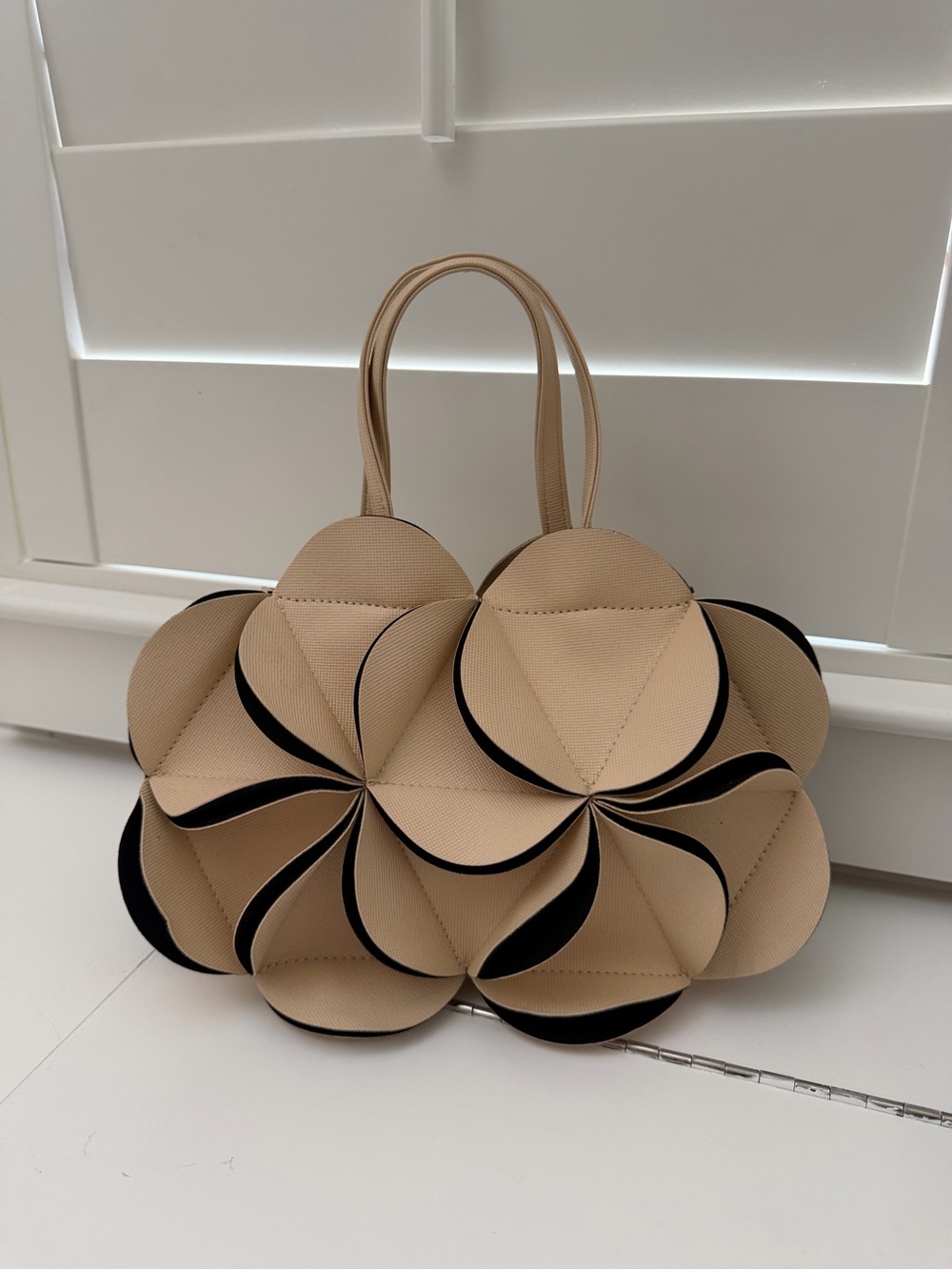 Verano Hill Beige Floral Sculpted Mini Tote Bag for Women